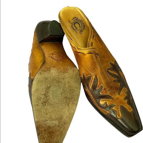 Charlie 1 Horse Tan By Lucchese Artisan Hand Crafted Western Mules/Slides - Picture 5 of 6